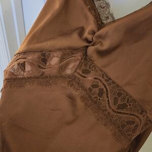 Brown Silk Style Top